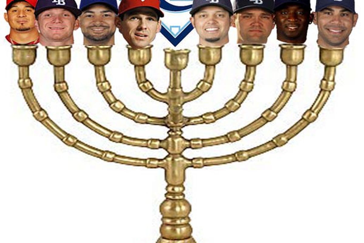 The 2010 Rays off-season menorah shines brightly with players new and old.