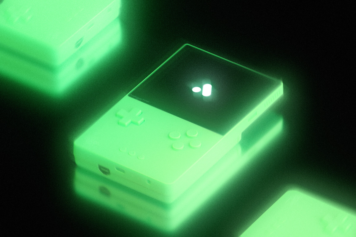 A stock image of the glow in the dark Analogue Pocket