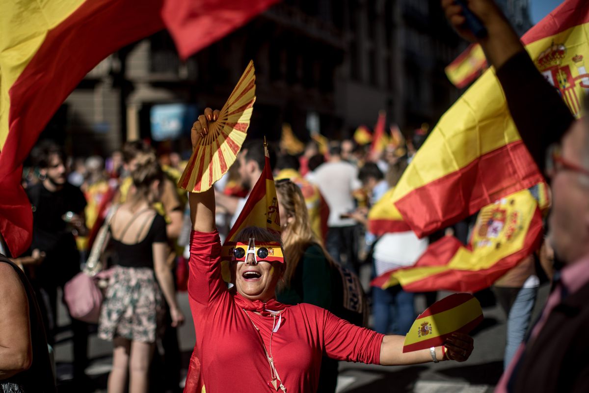 Pro-Unity Rally Held In Barcelona Against Catalonian Independence