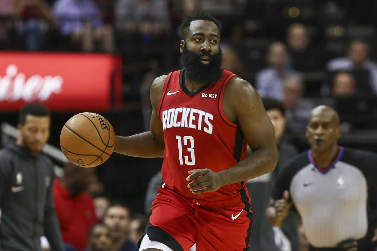Houston Rockets guard James Harden dribbles the ball during the first quarter against the Dallas Mavericks at Toyota Center.&nbsp;