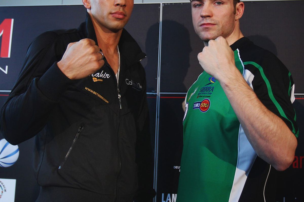 Felix Sturm and Matthew Macklin square off Saturday in Germany. (Photo by Alex Grimm/Bongarts/Getty Images)