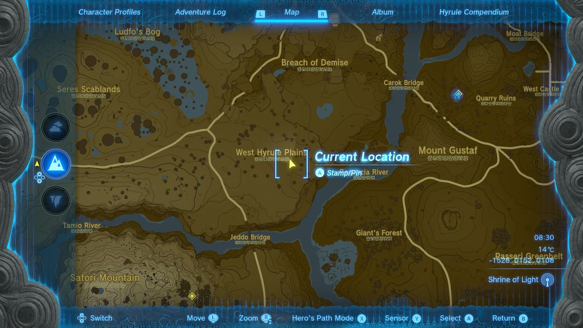 A map shows the location of a Lynel in Zelda Tears of the Kingdom.