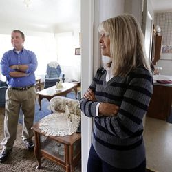 Twins Donald Dunn and Deanna Golden stand in their parents' home as they talk, Monday, Oct. 7, 2013, about their parents, Jerry and Edith Dunn, who were born the same year and died last week within hours of each other.