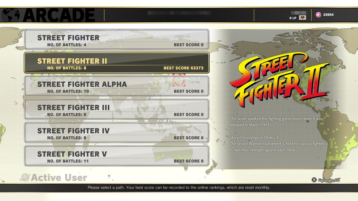 street fighter five arcade mode menu 