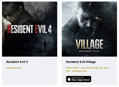 A screenshot of cards from Capcom’s site detailing an October 30th release for Resident Evil Village.