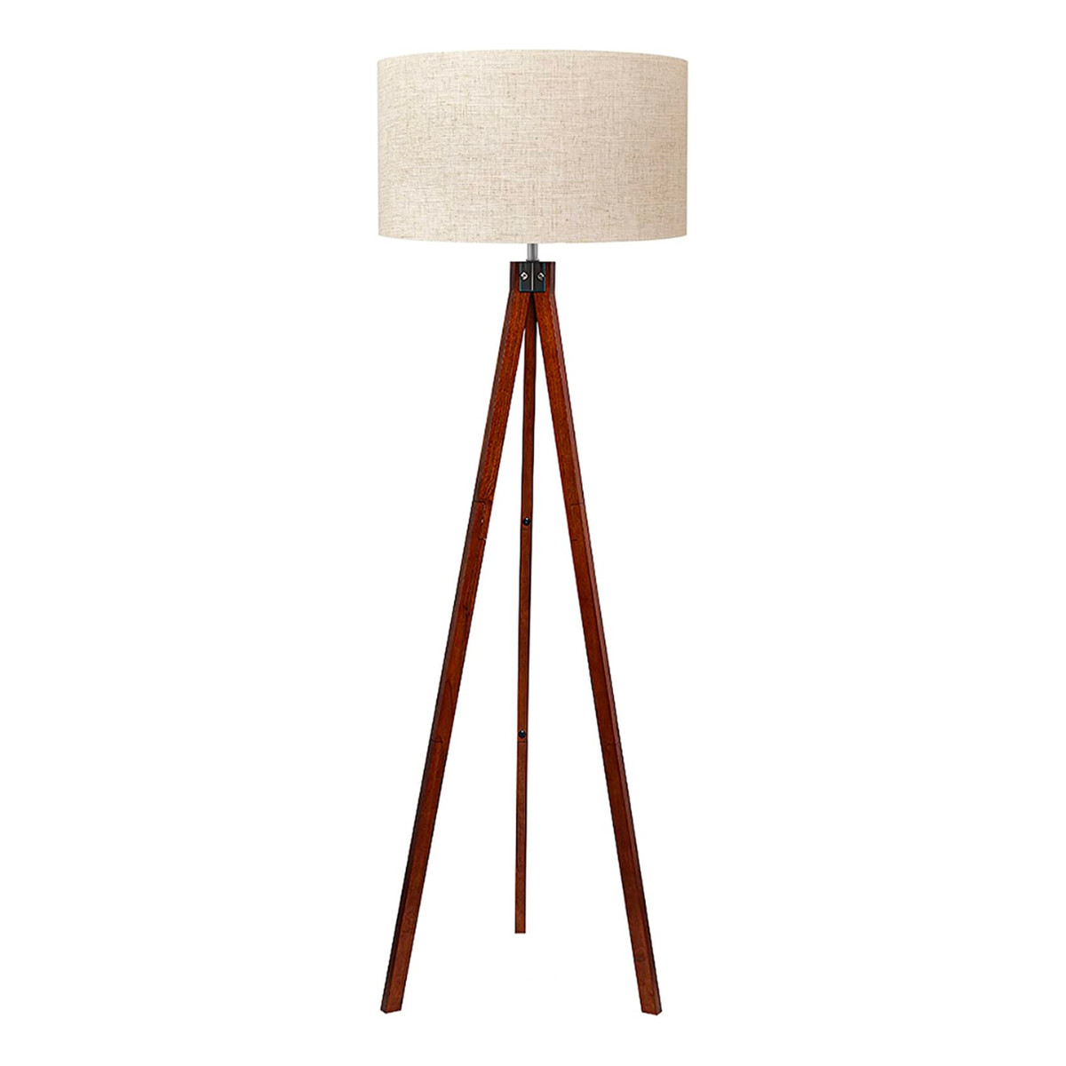 LEPOWER wooden tripod floor lamp with circular lampshade
