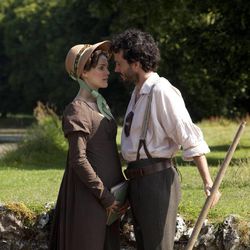 Keri Russell (Jane Hayes) and Bret McKenzie (Martin), perform in "Austenland," which is sold out at the Sundance Film Festival.
