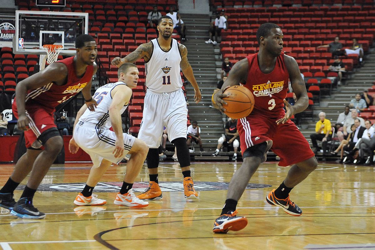 July 17, 2012; Las Vegas, NV, USA;   Cleveland Cavaliers guard Dion Waiters (3) controls the ball during the game against the Phoenix Suns at the Thomas and Mack Center. Mandatory Credit: Jayne Kamin-Oncea-US PRESSWIRE