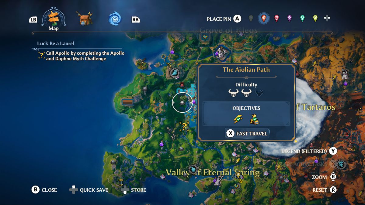 A map screenshot from Immortals Fenyx Rising