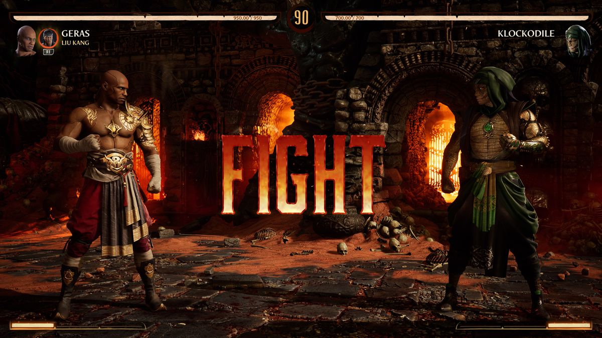 Geras faces Klockodile in a screenshot from Mortal Kombat 1