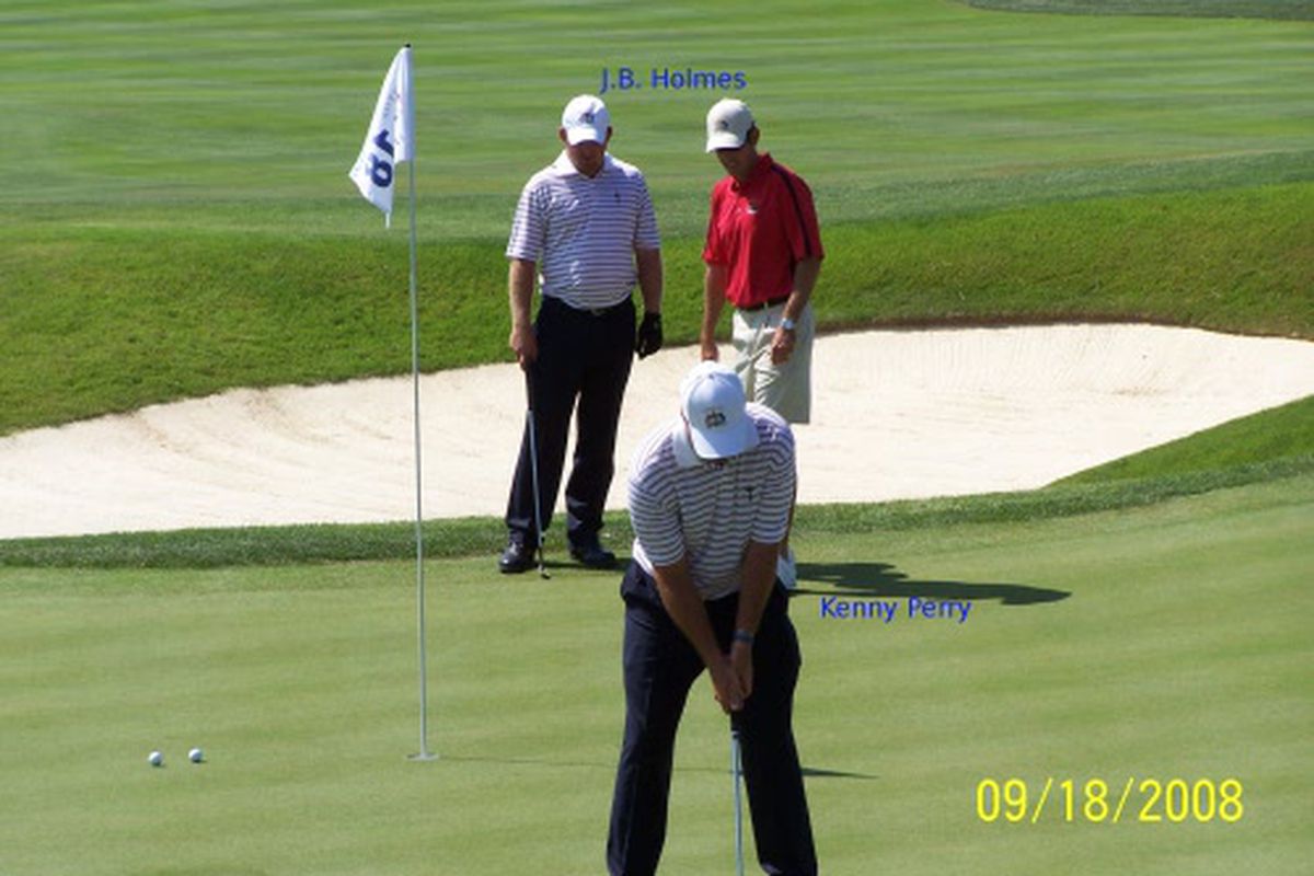 JB Holmes and Kenny Perry shown practicing at Valhalla during the 2008 Ryder Cup week.
