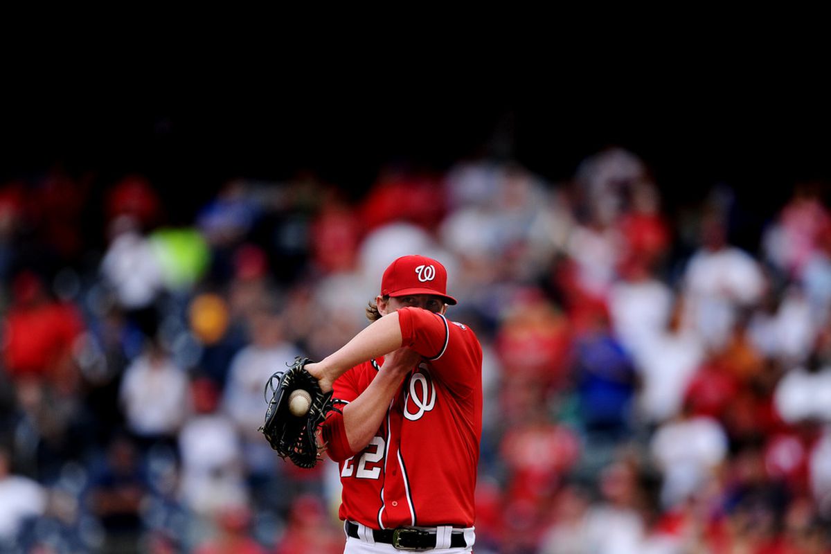 WASHINGTON, DC - SEPTEMBER 24: Drew Storen #22 of the Washington Nationals is reportedly headed to see the dreaded Dr. James Andrews after suffering a setback in his rehab from elbow issues. (Photo by Patrick Smith/Getty Images)