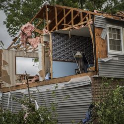 Storm damage in Naperville's Ranchview neighborhood Monday, June 21, 2021.