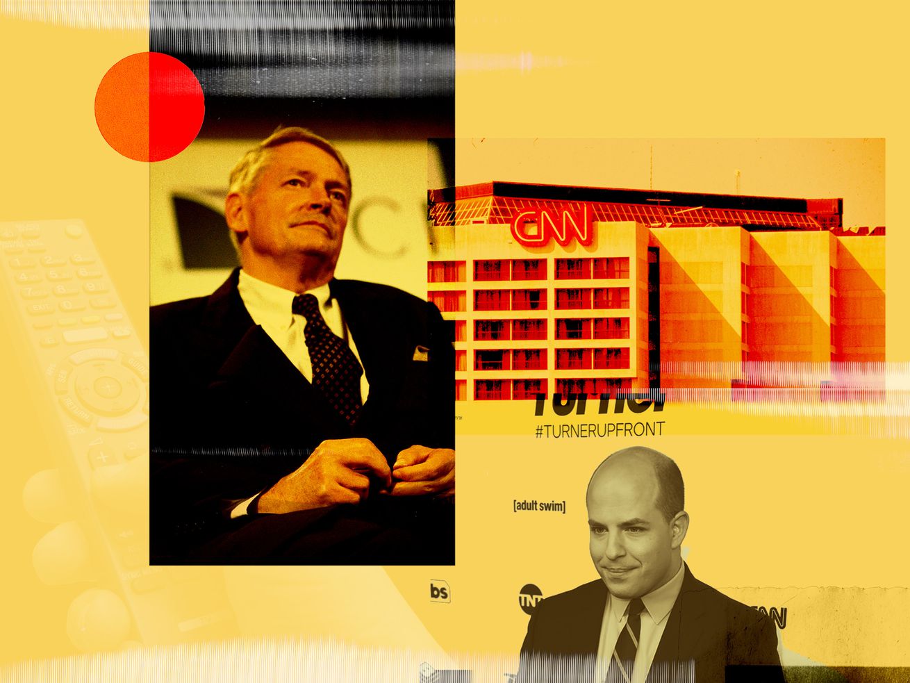 Photocollage of CNN board member John Malone and former CNN anchor Brian Stelter.