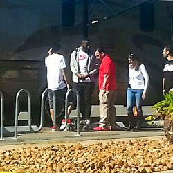 James Harden on set at a Foot Locker commerical in Houston.