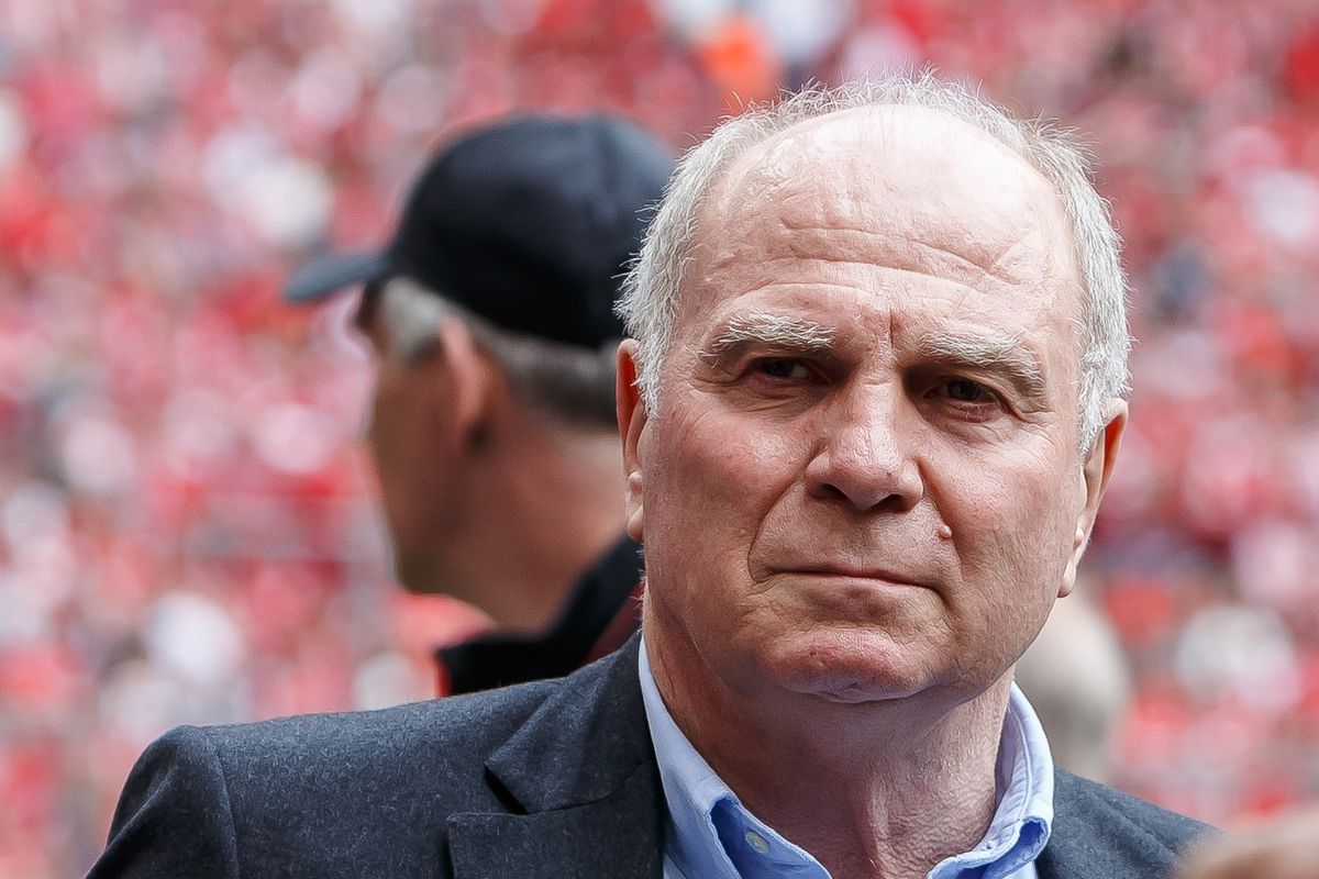 MUNICH, GERMANY - MAY 18: President Uli Hoeness of FC Bayern Muenchen looks on prior to the Bundesliga match between FC Bayern Muenchen and Eintracht Frankfurt at Allianz Arena on May 18, 2019 in Munich, Germany.