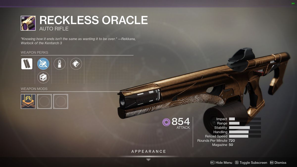 Destiny 2’s Reckless Oracle Auto Rifle
