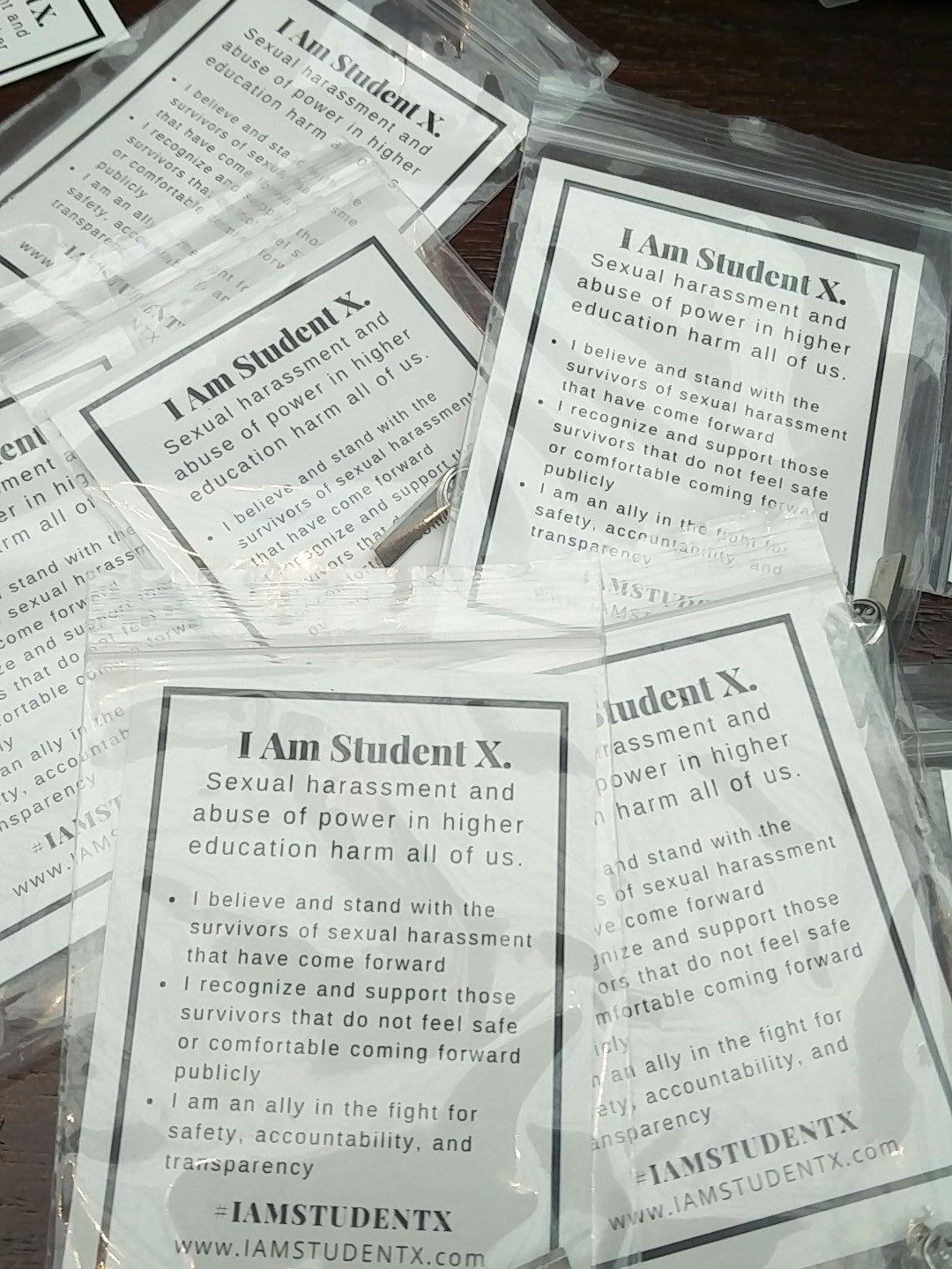 Flyers handed out by the “I Am Student X” campaign at the Society for Social Work and Research conference