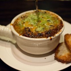 Onion and Bone Marrow Soup at M. Wells Steakhouse by <a href="https://www.flickr.com/photos/scaredykat/12198226374/in/pool-eater/">scaredykat