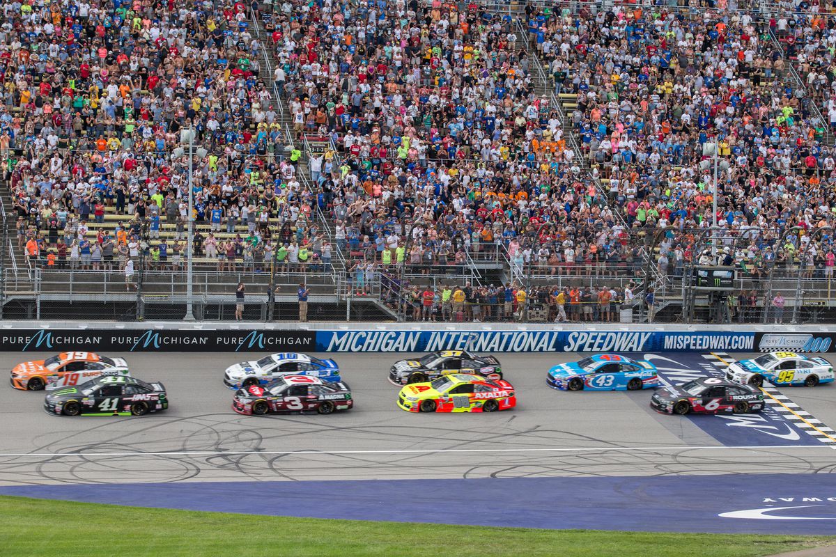 A general view of the race field during the Monster Energy NASCAR Cup Series - Pure Michigan 400 race on August 13, 2017 at Michigan International Speedway in Brooklyn, Michigan.