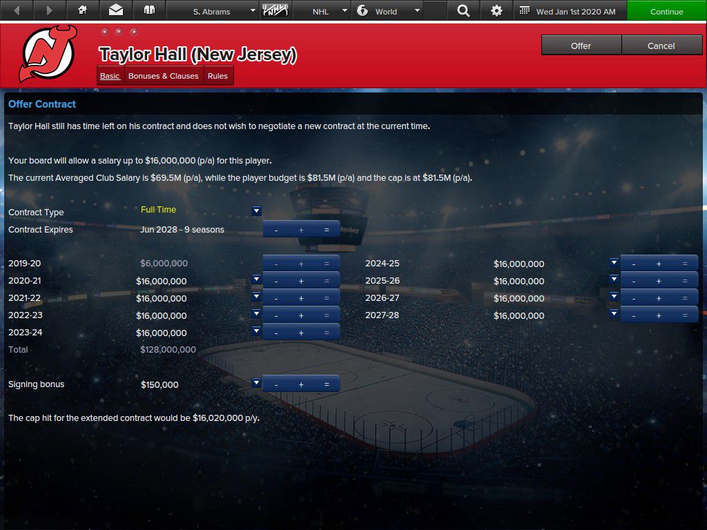 The maximum contract extension allowed for Hall in EHM. The board, apparently, would be fine with this.