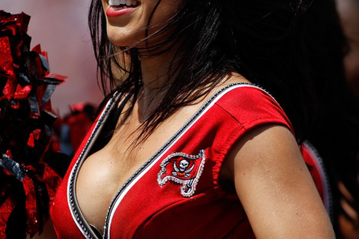 TAMPA FL - SEPTEMBER 12:  A cheerleader of the Tampa Bay Buccaneers performs during the game against the Cleveland Browns at Raymond James Stadium on September 12 2010 in Tampa Florida.  (Photo by J. Meric/Getty Images)