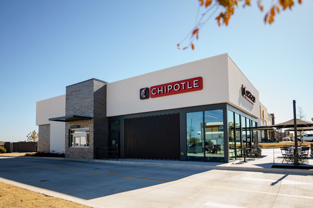 The exterior of a new Chipotle.