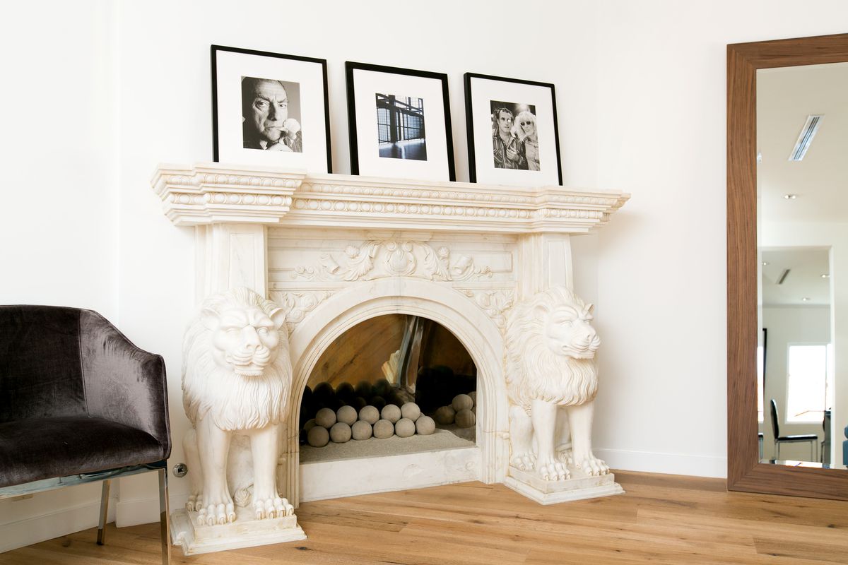 Fireplace with lions