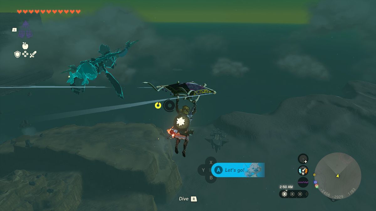 Link slowly makes his way to the star-shaped island in Zelda: Tears of the Kingdom