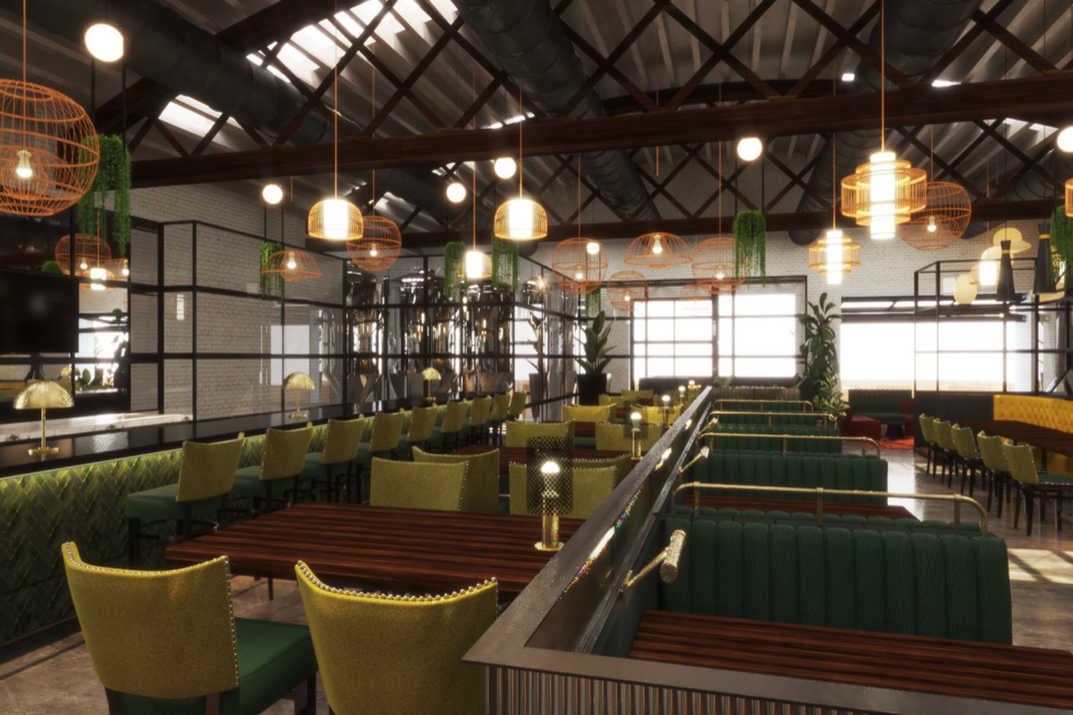 A CGI rendering of a bar in color.