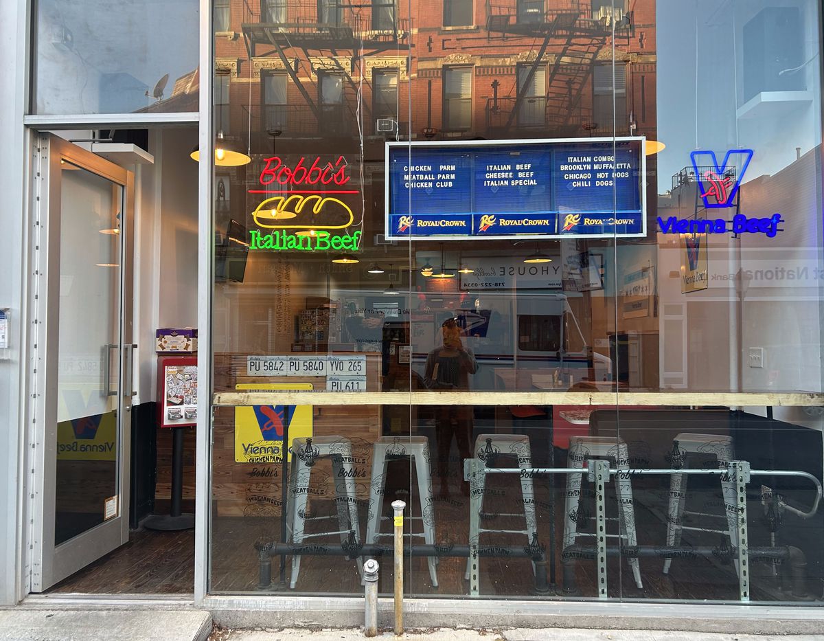 The exterior of Bobbi’s Italian Beef, a new restaurant in Brooklyn’s Cobble Hill neighborhood.