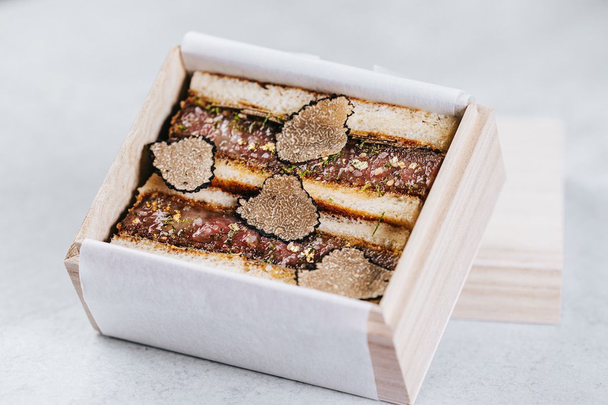 Black truffle and A5 katsu sando from Sando Itchi is popping up in Santa Ana this month.