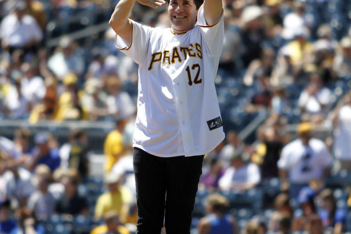 PITTSBURGH, PA - JULY 25: Hal Sparks from the movie "Dude Where's My Car" shows the Zoltan "Z" before the game against the Chicago Cubs on July 25, 2012 at PNC Park in Pittsburgh, Pennsylvania.(Photo by Justin K. Aller/Getty Images)