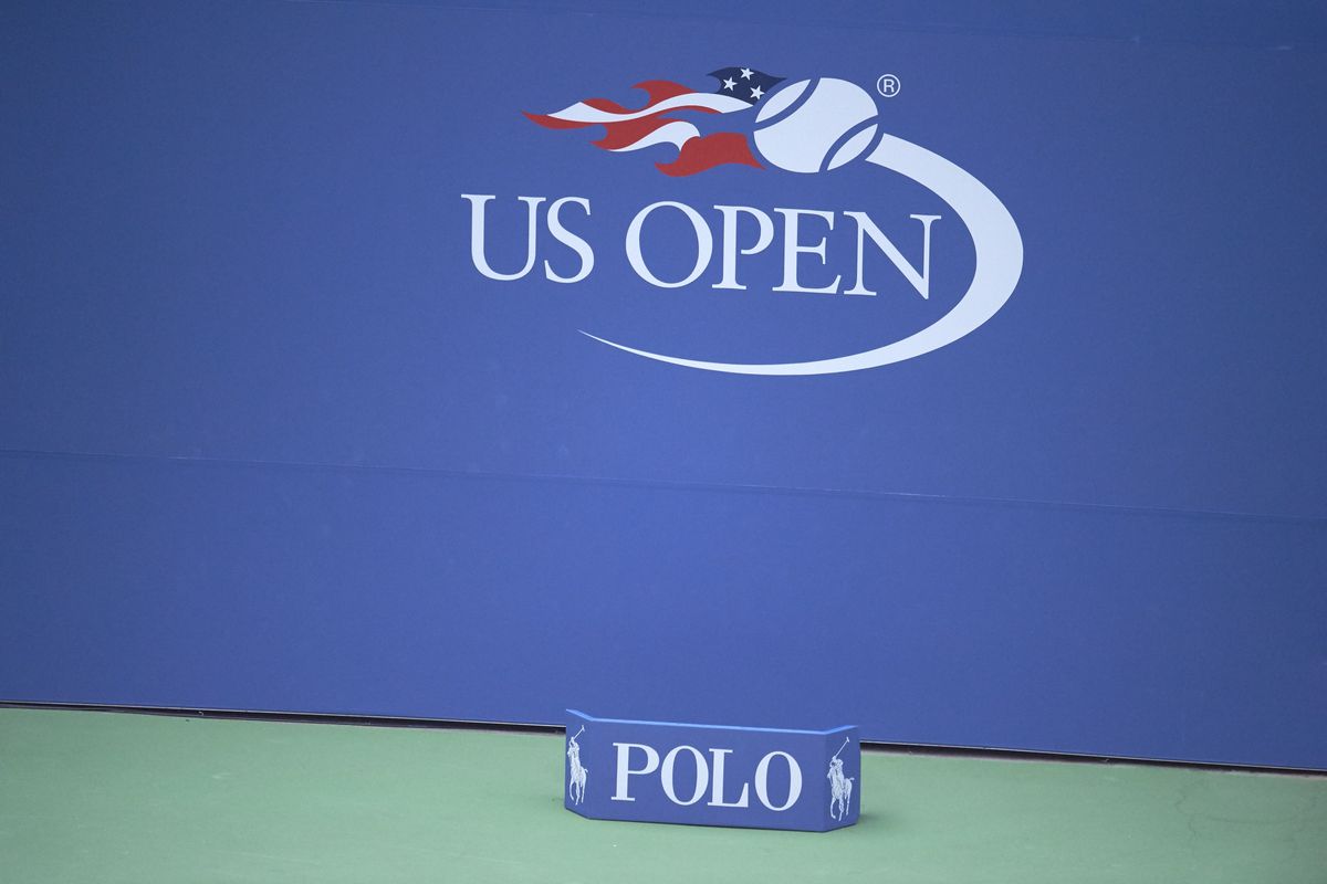 Closeup of tournament logo on wall during Serbia Novak Djokovic vs Italy Andreas Seppi Men’s 3rd Round match at BJK National Tennis Center.