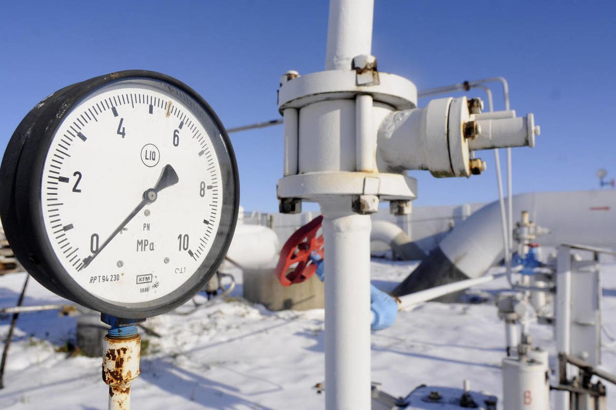 In this Thursday, Jan. 1, 2009 file photo, a gas pressure gauge on the main gas pipeline from Russia, in the village of Boyarka near the capital Kiev, Ukraine. 