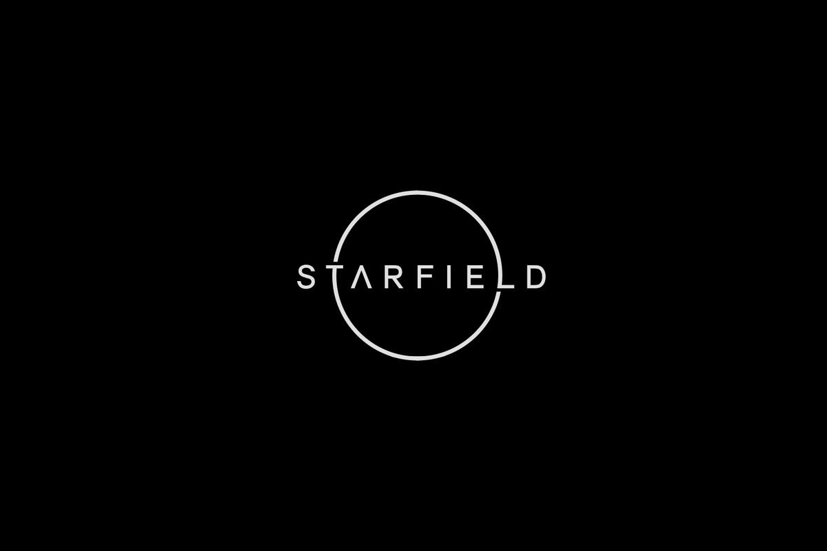 The Starfield logo on a black background, which the game opens with