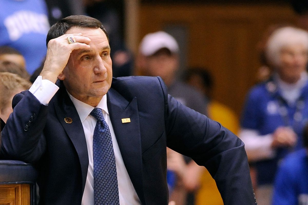Back in the saddle? Coach K had a rough night against Wake Forest, but looks to be ready for UNC's annual visit.