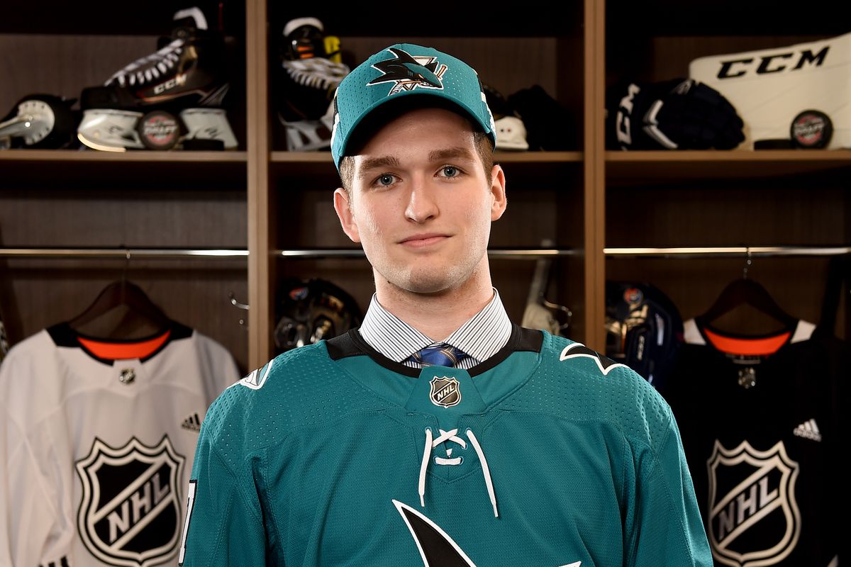 CHICAGO, ILLINOIS - JUNE 24: Scott Reedy, 102nd overall pick of the San Jose Sharks, poses for a portrait during the 2017 NHL Draft at the United Center on June 24, 2017 in Chicago, Illinois.