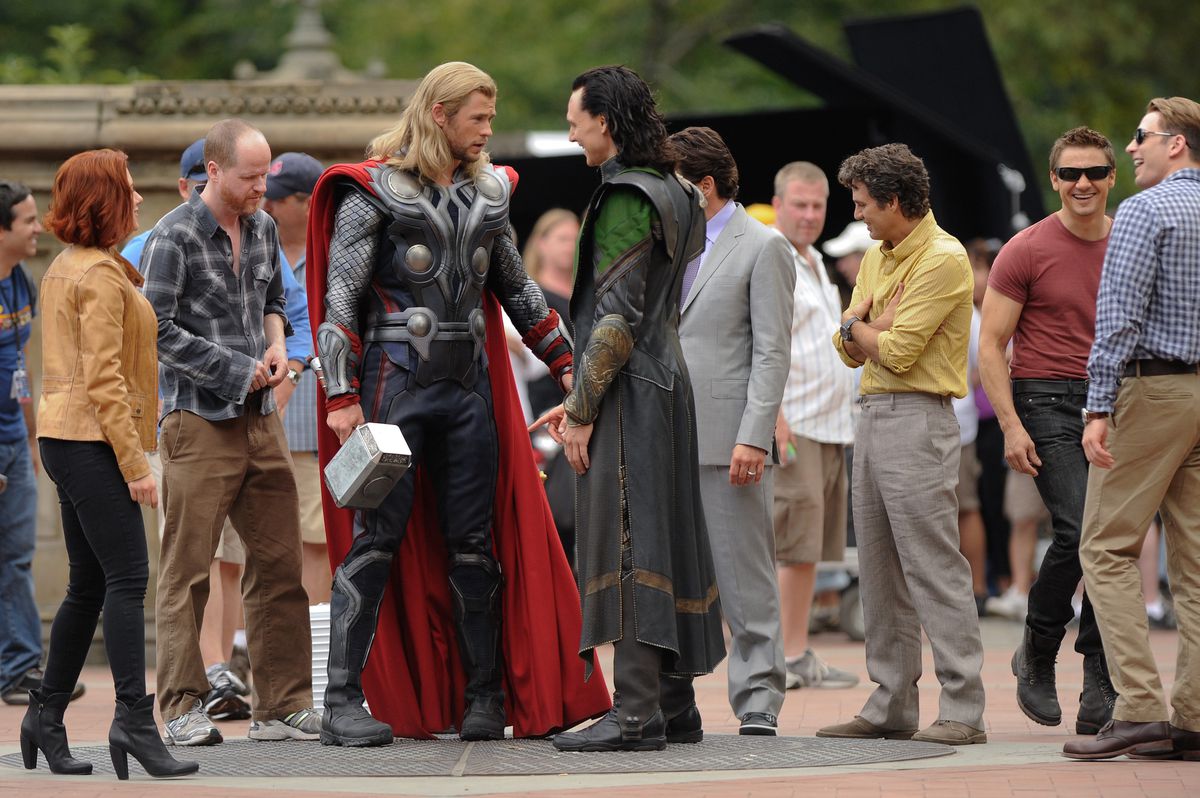 joss whedon on the set of the avengers