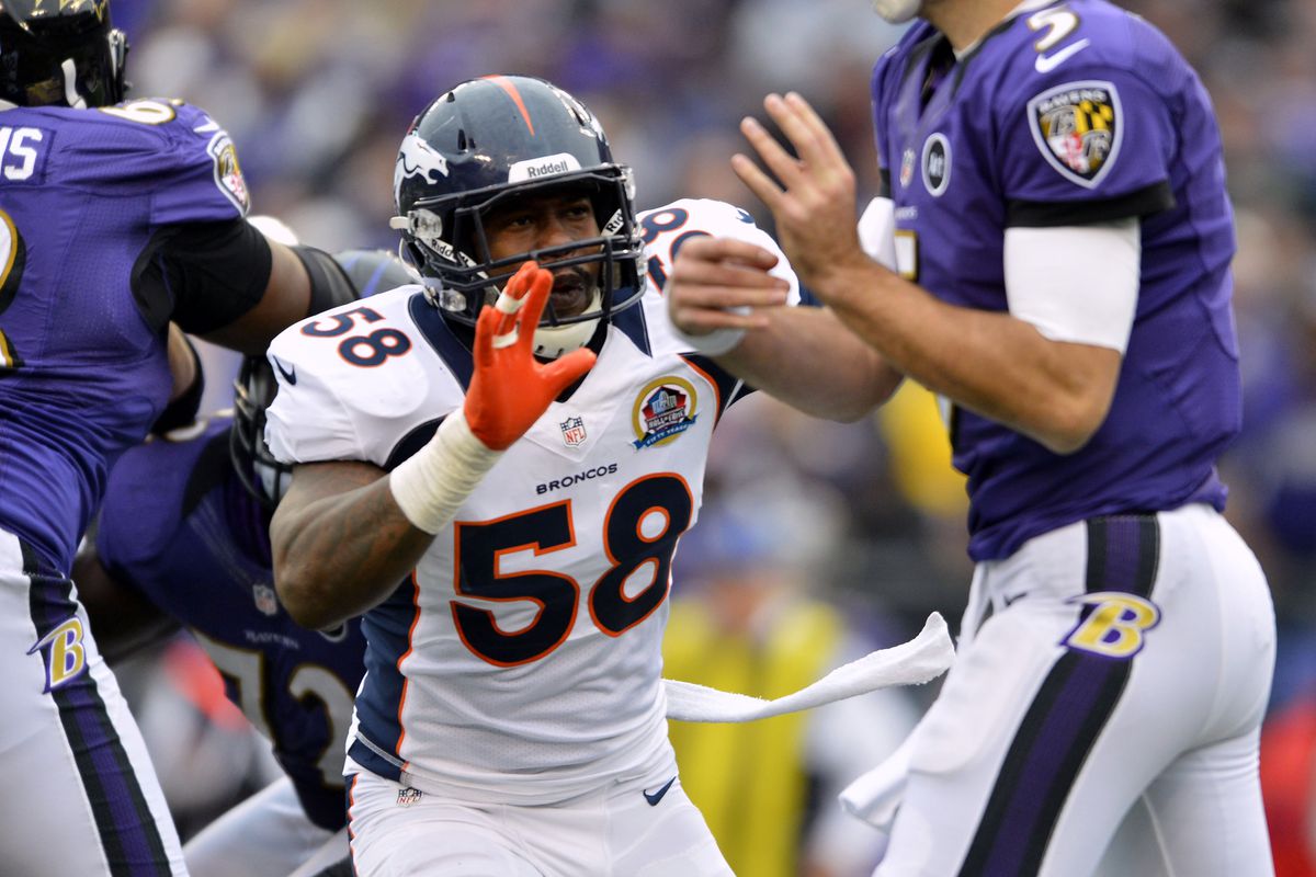 The Broncos will be without Von Miller on Thursday when they take on the Ravens. 