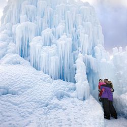 Brent Christensen's gigantic ice castles stand in Midway. Tourists may walk through for $2.