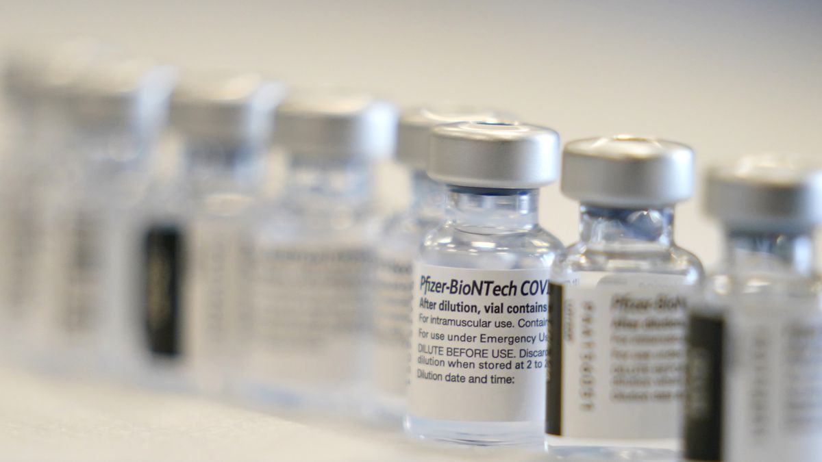 Bottles of the Covid-19 vaccine are ready to be prepared before the opening of a mass vaccination site in the Queens borough of New York, on February 24, 2021.