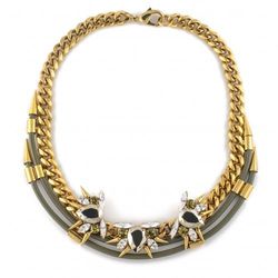 Roswell crystal tube choker (gold-plated brass, leather and Swarkovski crystals), $70 