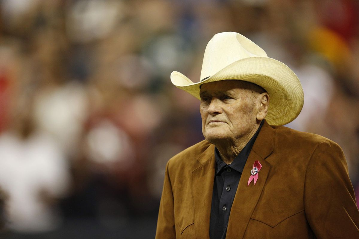 Oct 14, 2012; Houston, TX, USA; Former Houston Oilers head coach Bum Phillips during the first quarter of the game between the Houston Texans and the Green Bay Packers at Reliant Stadium.