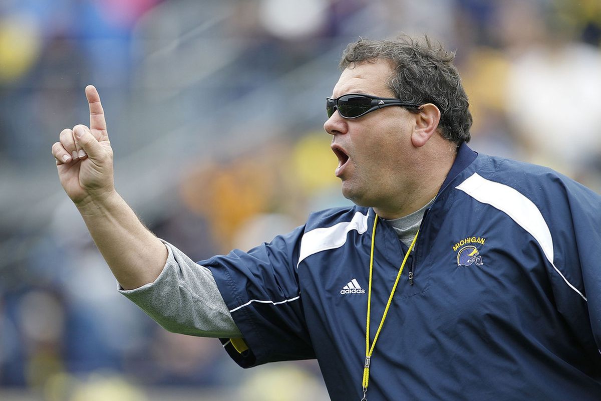 ANN ARBOR, MI - WE'RE #1 RUNNING WILD IN RECRUITING, BROTHER.   (Photo by Leon Halip/Getty Images)