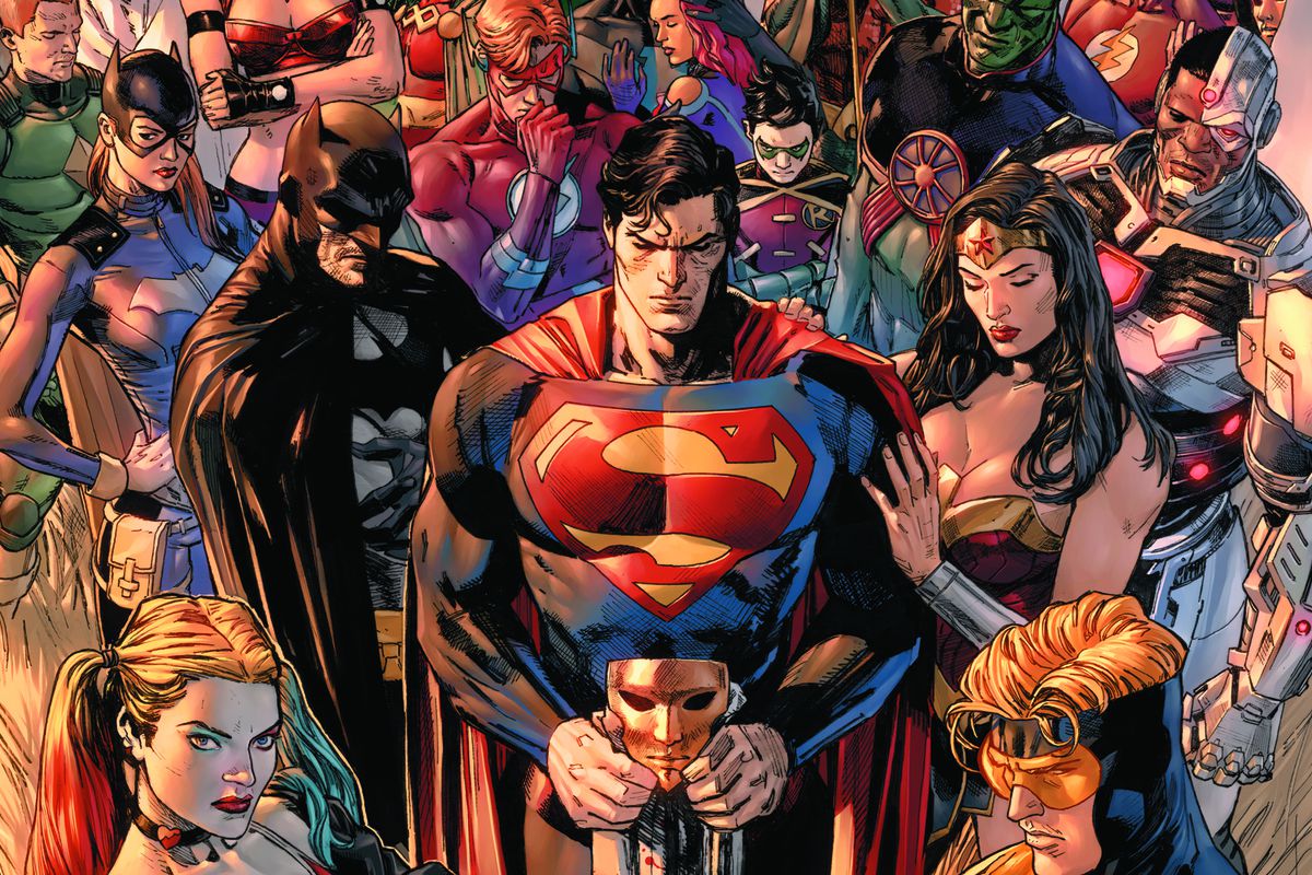 The cover of Heroes in Crisis #1, DC Comics (2018), with correct colors.