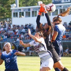 The Syracuse Orange take on the UConn Huskies in a women’s college soccer game at Morrone Stadium in Storrs, CT on August 20, 2018.