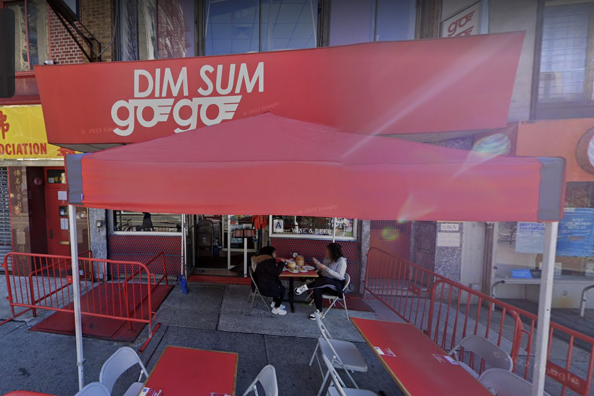 The red awning of Dim Sum Go Go in Chinatown in 2021.