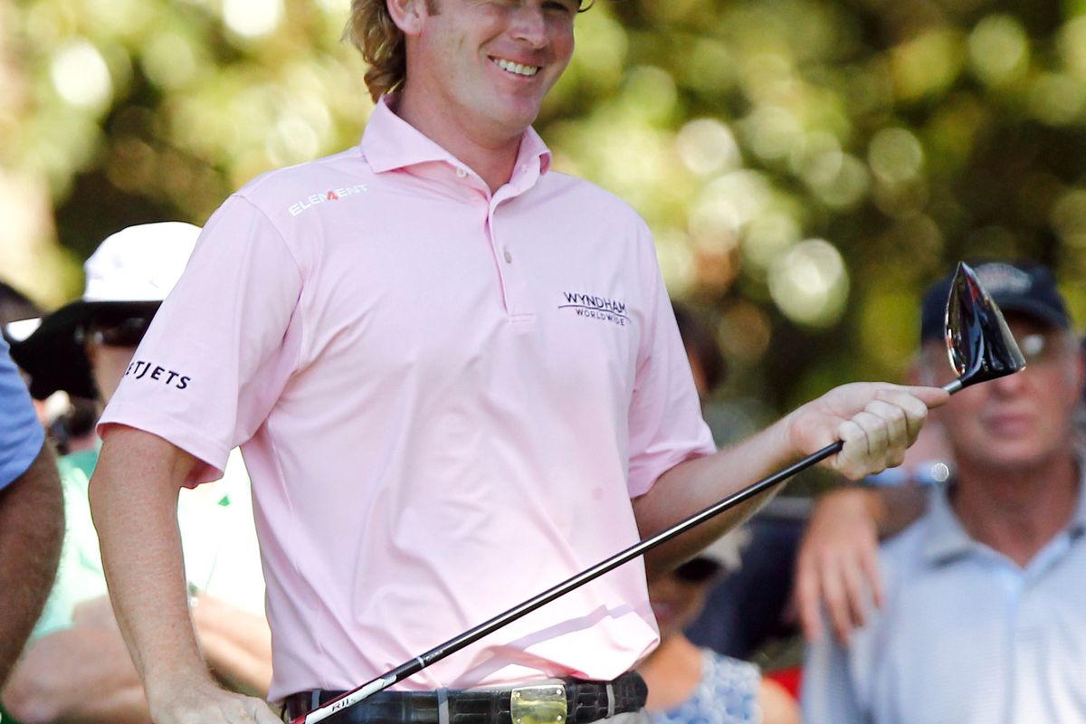 Sept. 23, 2012; Atlanta, GA, USA; Brandt Snedeker smiles before teeing off the 16th hole during the final round of the TOUR Championship at East Lake Golf Club. Mandatory Credit: Debby Wong-US PRESSWIRE