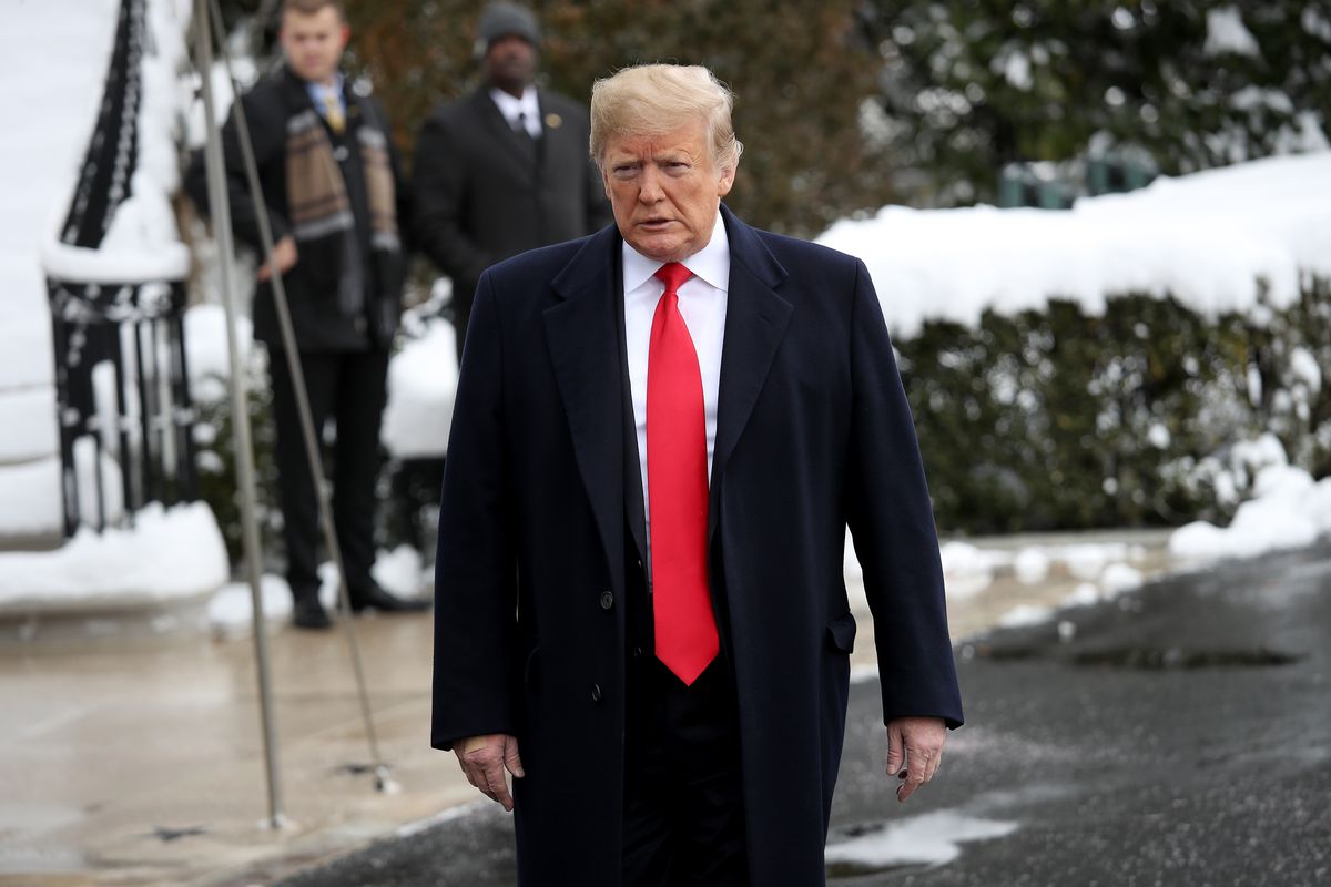 President Donald Trump departs from the White House in January 2019.